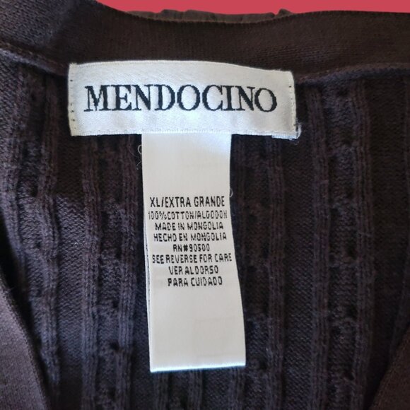 Mendocino Womens V-Neck Cable Knit  Cardigan Sweater 100% Cotton Brown  Xlarge - Picture 3 of 8